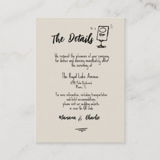 Cartão De Informações Retro Grey Hand Drawn Illustrated The Details 