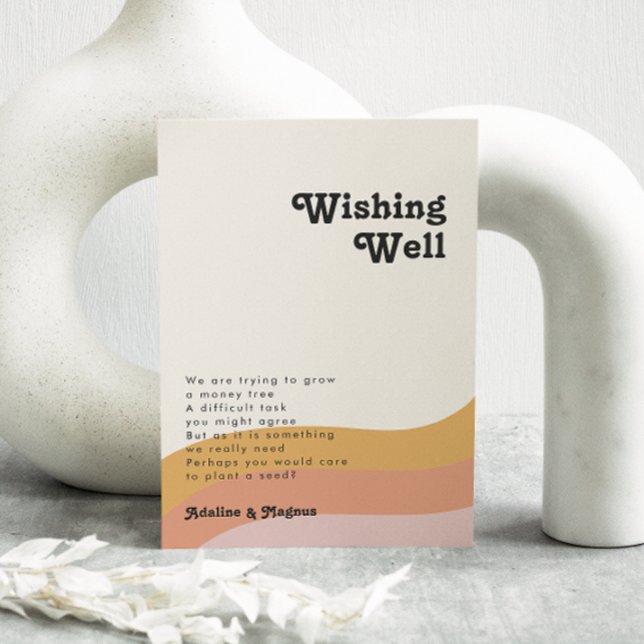 Cartão De Informações Retro Moderno 70 Casamento Arco-Íris Desejando Bem (Criador carregado)