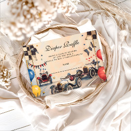 Cartão De Informações Retro Race Car Baby Shower Diapper Raffle