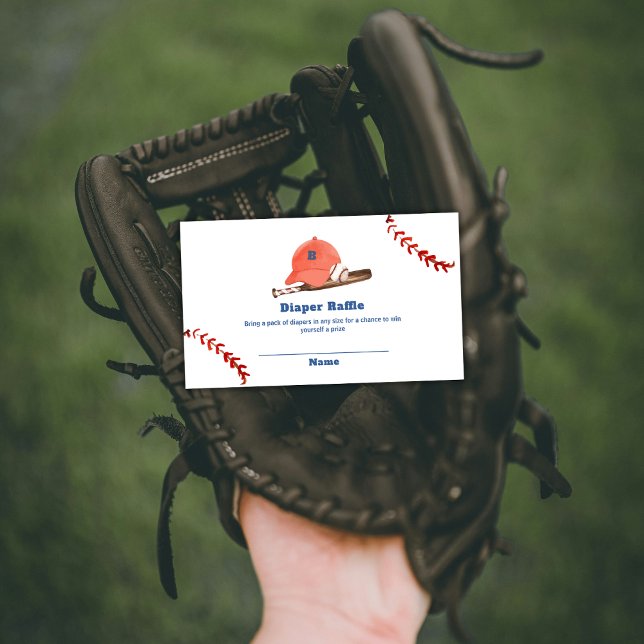 Cartão De Informações Retro Slugger Baseball Diaper Raffle Baby Shower  (Retro Slugger Baseball Diaper Raffle Baby Shower Enclosure Card)