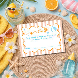 Cartão De Informações Retro Stripe Diaper Raffle Summer Baby Shower Game