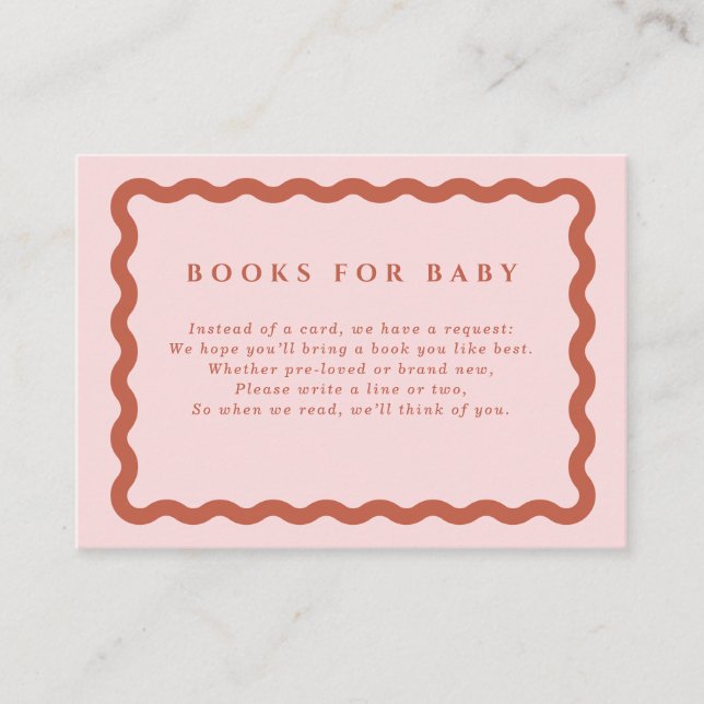 Cartão De Informações Retro Terracotta e Livros de Mola Rosa para Bebê (Frente)