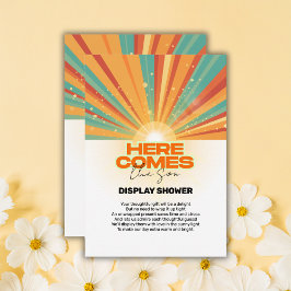 Cartão De Informações Retrô Vem Aí o Filho Chás de Bebê