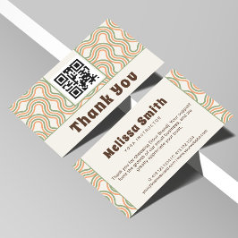 Cartão De Informações Retro Wavy Abstract QR Code Business Thank You