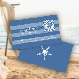 Cartão De Informações Retro whimsical summer beach QR code online RSVP