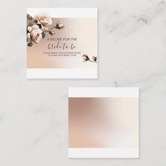 Cartão De Informações Reunião de Noivado Rosa Óleo Bege Luxuoso Receita (Frente/Verso)