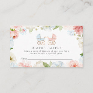 Cartão De Informações Revelação de Gênero Rosa e Azul Sorteio de Fraldas