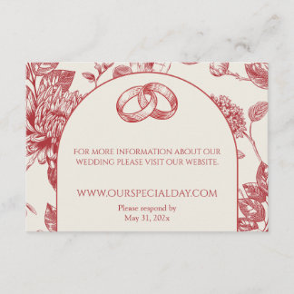 Cartão De Informações Rich Red French Floral Toile Floral Floral