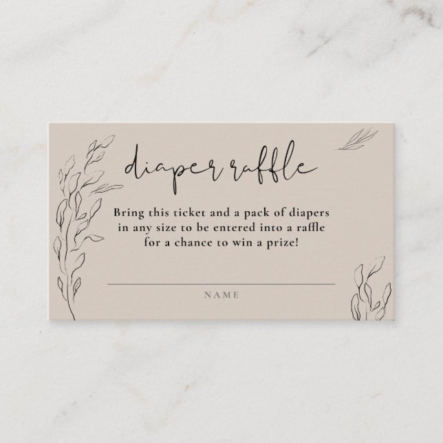 Cartão De Informações rifa de fralda simples floral neutra (Frente)