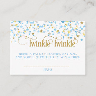 Cartão De Informações Rifa de Fraldas Twinkle Little Star Azul Dourado