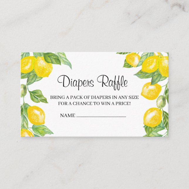 Cartão De Informações rifa Fralda chá de fraldas (Frente)