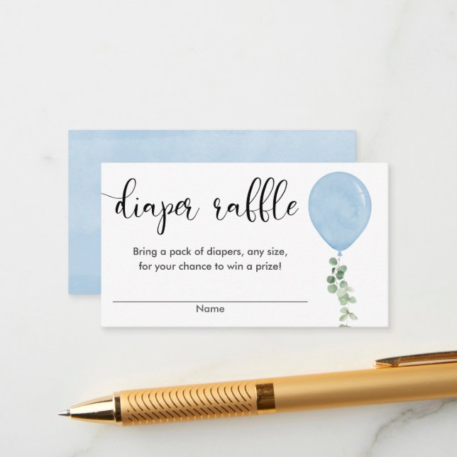 Cartão De Informações Rife de chá de fraldas de balões azuis (Frente/Verso In Situ)