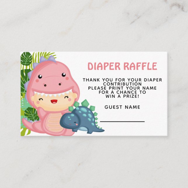 Cartão De Informações Roar É Um Chá de fraldas De Dinossauro (Frente)