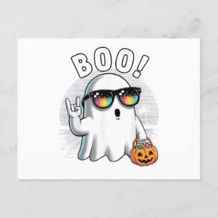 Cartão De Informações Rock Ghost Retro Halloween Pumpkin Funny Boo