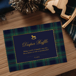 Cartão De Informações Rocking Horse Plaid Baby Shower Diaper Raffle