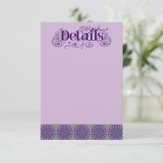 Cartão De Informações Roda de Cardo Roxo Art Nouveau Vertical
