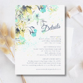 Cartão De Informações Romance Botânica de Flor Silvestre Pastel Detalhes