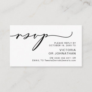 Cartão De Informações Romance Moderno, Script Negro, RSVP de Casamento