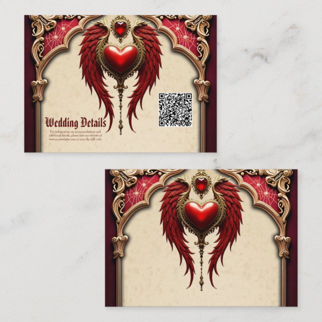 Cartão De Informações Romance venenoso com coração e asas. (Frente/Verso)