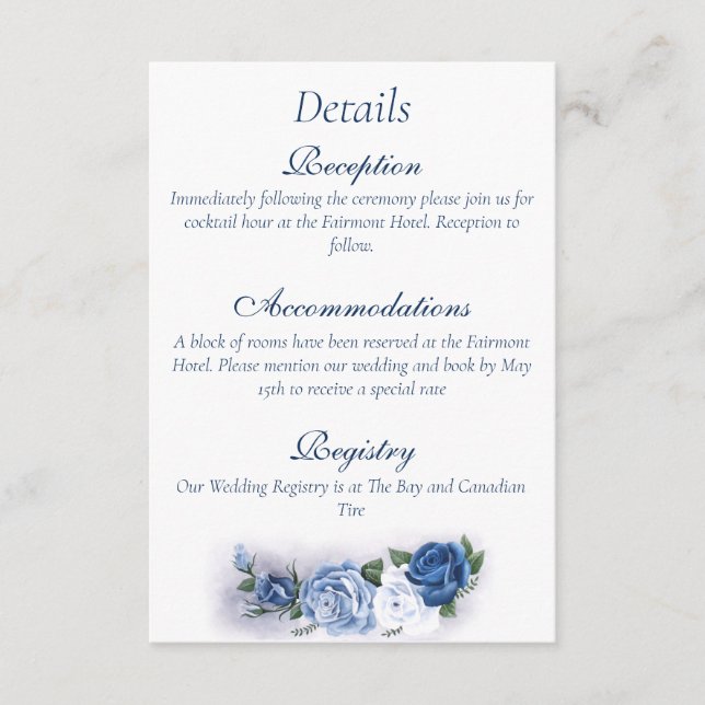 Cartão De Informações Romantic Blue Regency Gay Botanical Silhouette  (Frente)