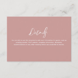 Cartão De Informações Romantic Dusty Rose Wedding Details