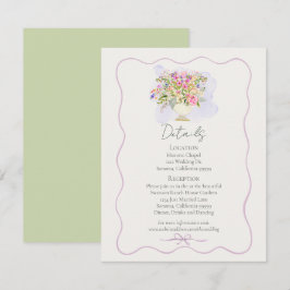 Cartão De Informações Romantic Garden Green Floral Wedding 