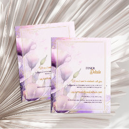 Cartão De Informações Romantic Lavender Floral Gold Wedding Details