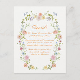 Cartão De Informações Romantic Pastel Floral Wedding Details Card