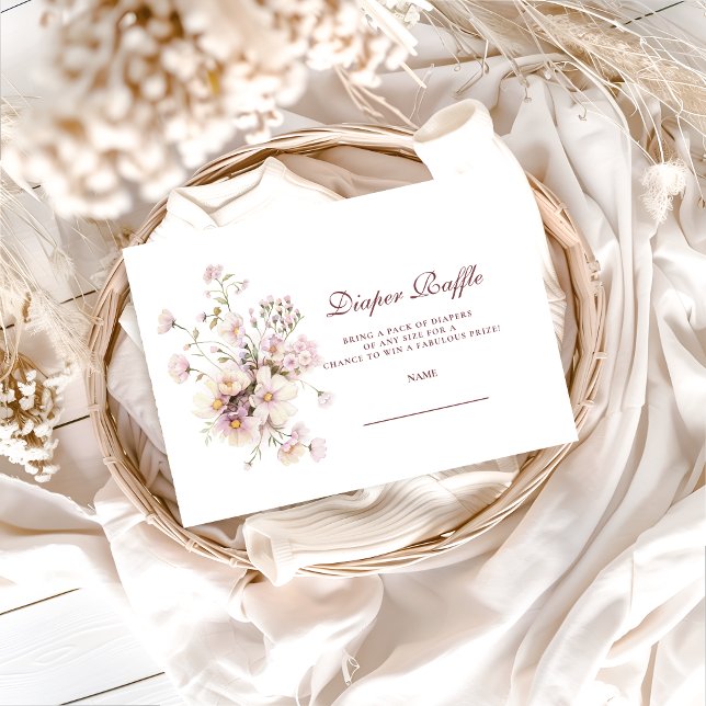 Cartão De Informações Romantic Spring Floral Baby Shower Diapper Raffle (Criador carregado)