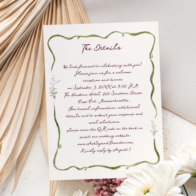 Cartão De Informações Romantic Tuscan Garden Whimsical Floral Wedding (Criador carregado)