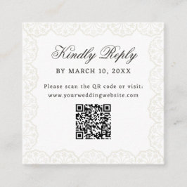 Cartão De Informações Romantic Vintage Lace Frame QR Code Wedding