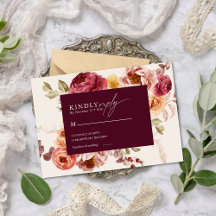 Romântico Burgundy Floral Elegante Casamento