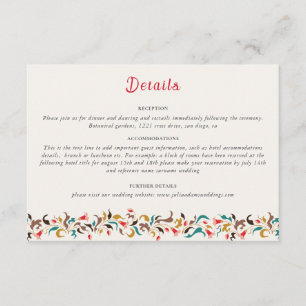 Cartão De Informações Romântico Moderno Coroa Floral Elegante Casamento