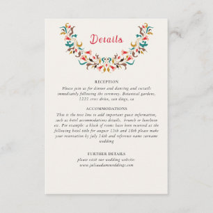 Cartão De Informações Romântico Moderno Coroa Floral Elegante Casamento