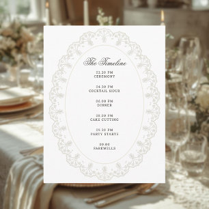Cartão De Informações Romântico Vintage Oval Renda Quadro Casamento 