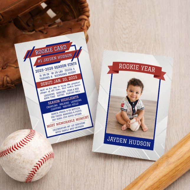 Cartão De Informações Rookie Year 1st Birthday Milestones Baseball Card (Criador carregado)