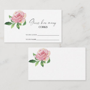 Cartão De Informações Rosa - adivinhe quantas rolhas jogo de casamento