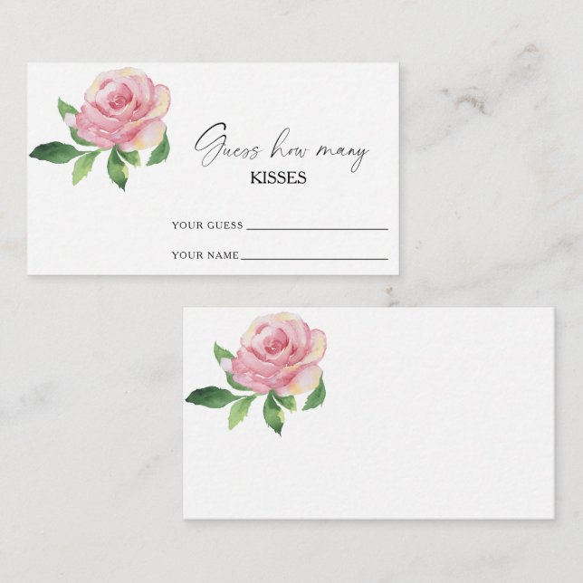 Cartão De Informações Rosa - adivinhe quantos beijos jogo de casamento (Frente/Verso)