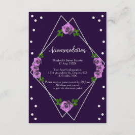 Cartão De Informações Rosa de prata geométrica púrpura 16