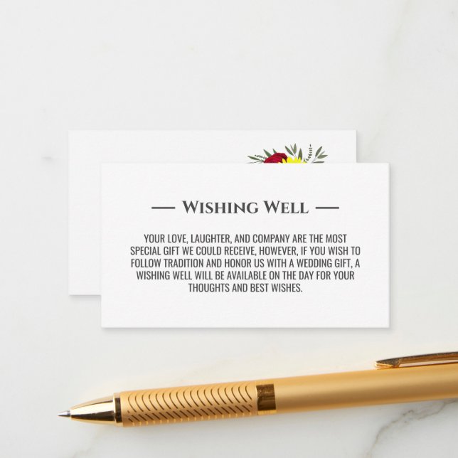 Cartão De Informações Rosa de Sunflower Burgundy Wishing Bem (Frente/Verso In Situ)