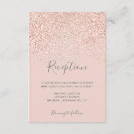 Cartão De Informações Rosa dourado brilho rosa beije elegante recepção