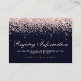 Cartão De Informações Rosa Dourado Confetti Marinho Blue Weding Registry