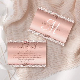 Cartão De Informações Rosa Dourado Glitter Damask Wishing Wishing well