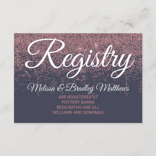 Cartão De Informações Rosa Dourado Glitter Sparkles Marinho Blue Gift Re (Frente)