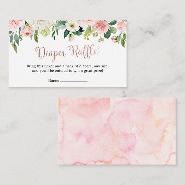 Cartão De Informações Rosa Dourado Guarda-chuva Chá Raffle Fralda (Frente/Verso)