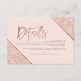 Cartão De Informações Rosa dourado - script de blush de blush direção de