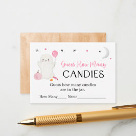 Cartão De Informações Rosa Fantasma Halloween Adivinha Quantos Jogos