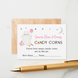 Cartão De Informações Rosa Fantasma Halloween Adivinha Quantos Jogos