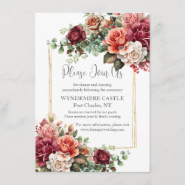 Cartão De Informações Rosa Floral Eucalyptus Wedding