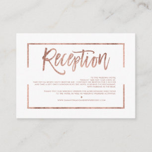 Cartão De Informações Rosa gold frame script white